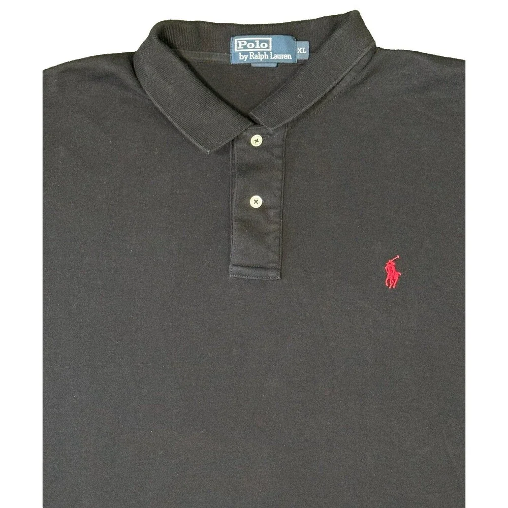 Polo by Ralph Lauren Casual Collared Black Polo Shirt Mens‎ Size XL Red Pony